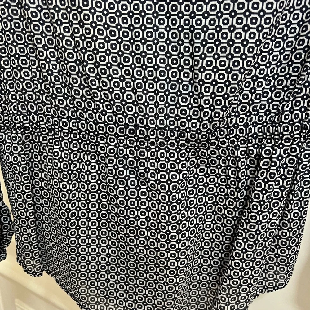 TORY BURCH Evelina Voile Tunic Blouse Top Navy Blue White Print